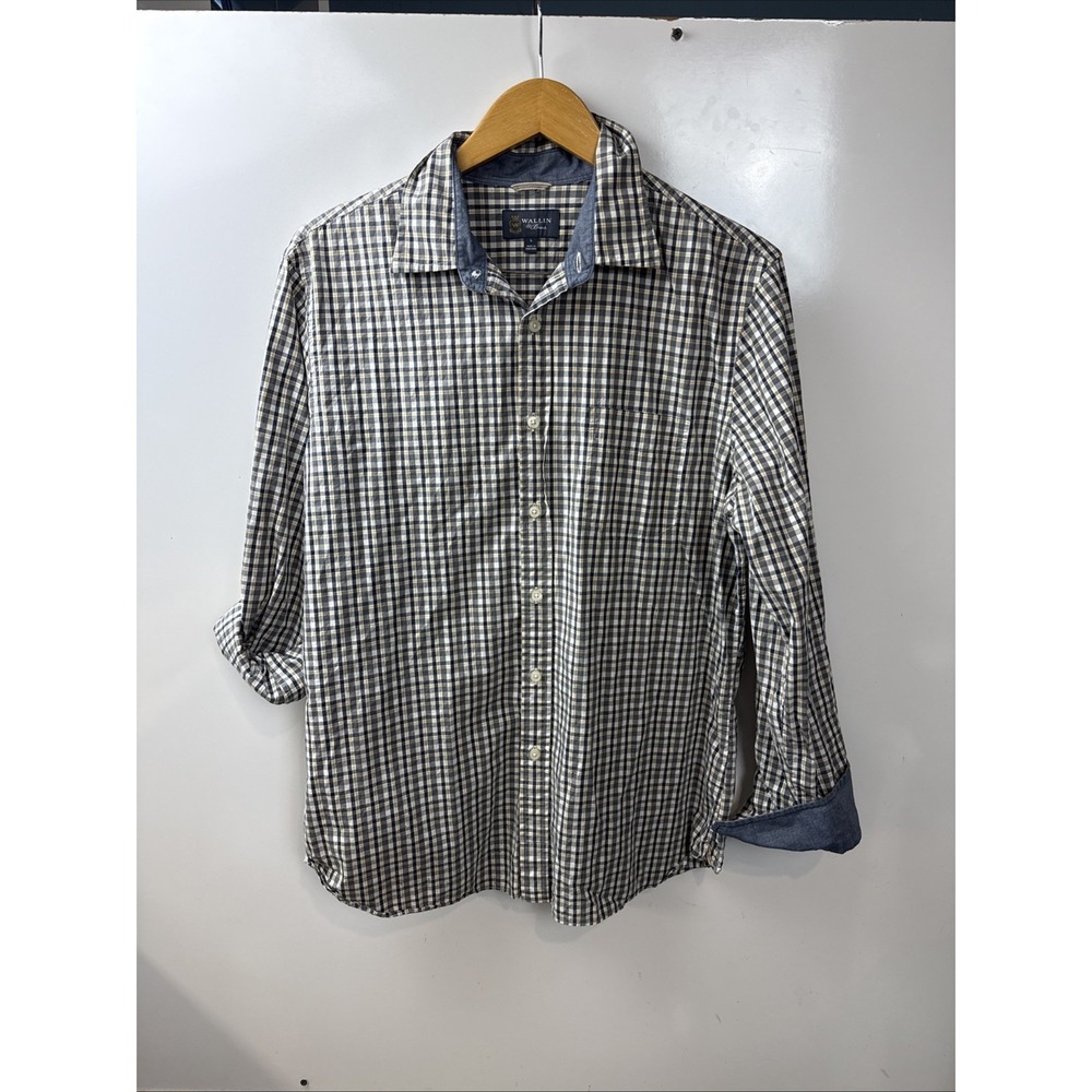 Wallin & Bros Men's Size L Long Sleeve Button Down Plaid Shirt Hong Kong